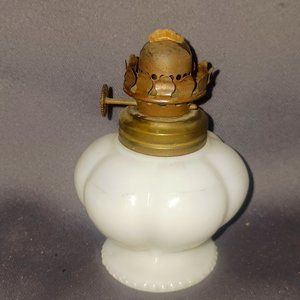 Antique Gorgeous White Milk Glass Oil Lamp Without Hurricane